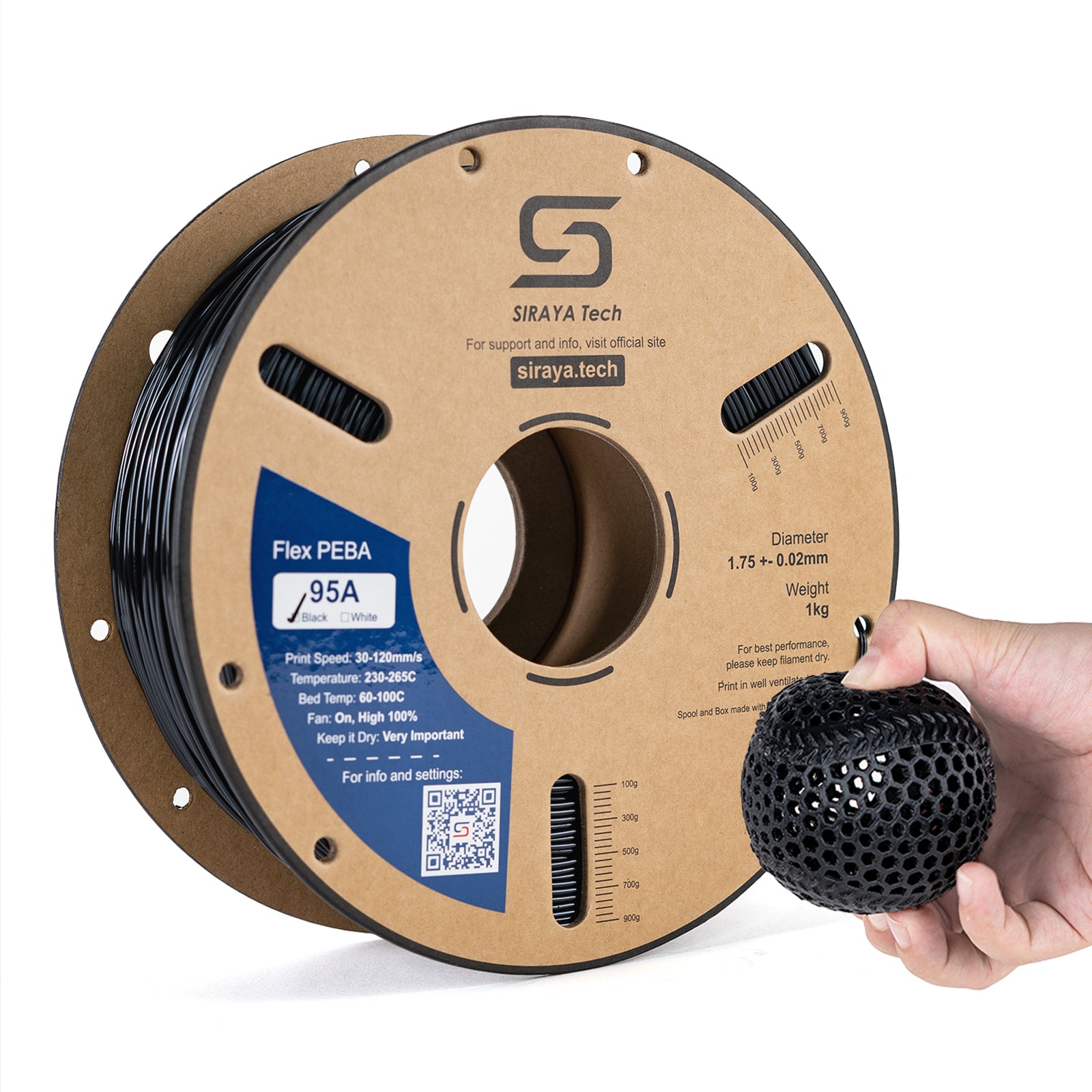 Fibreheart Rebound PEBA 95A Black Elastic filament