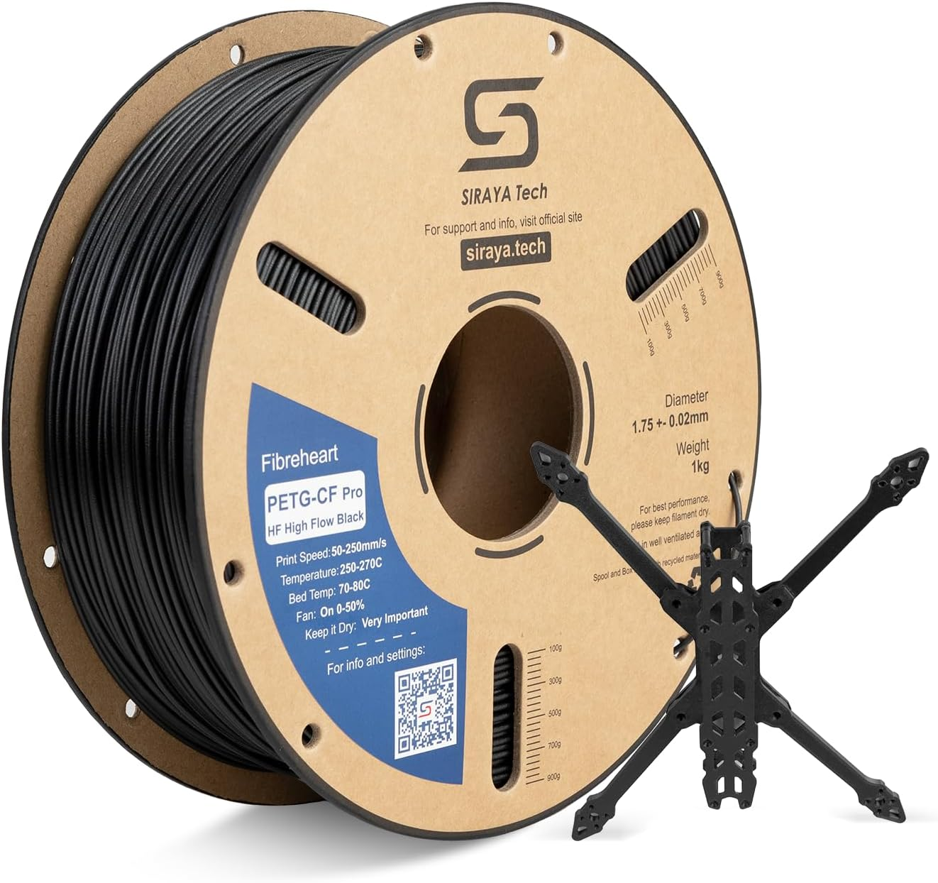 Siraya Tech PETG-CF Pro 3D Filament | High-Speed Industrial Carbon