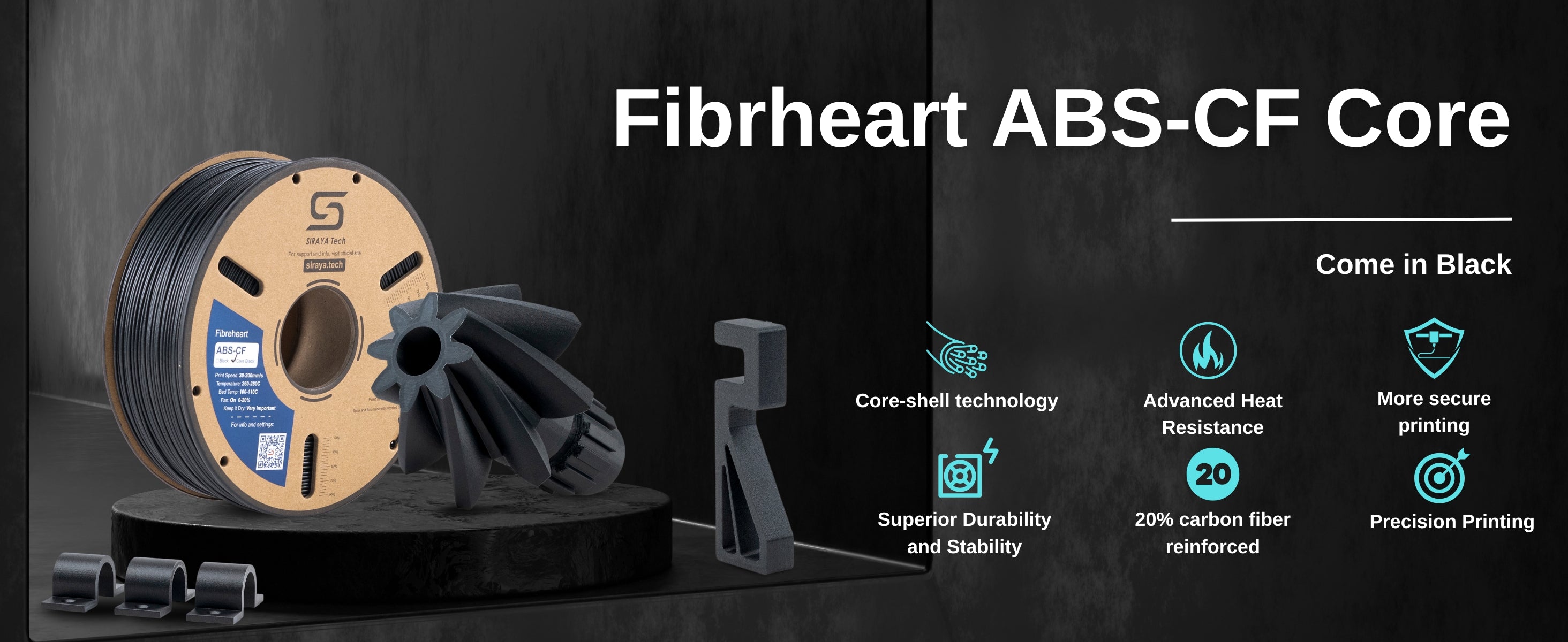 ABS-CF Core Black 1kg 1.75mm engineering FDM printing filament